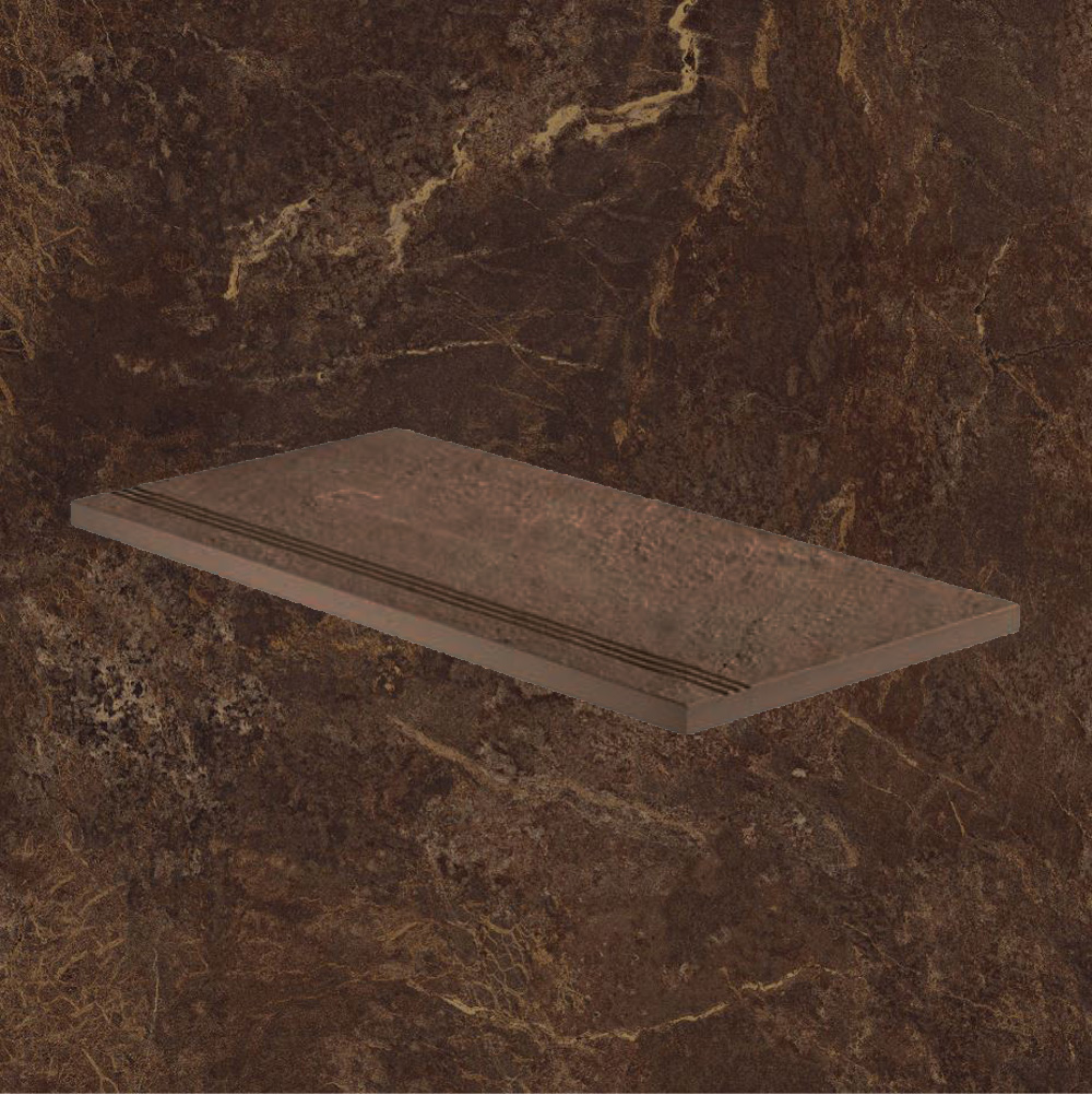 Тротуарная плитка Коричневая Lastra. Спец. Элемент-Ступень Линеаре 30х60 Форс Фэнси \ Force Fancy Gradino Lineare 300х600х20мм