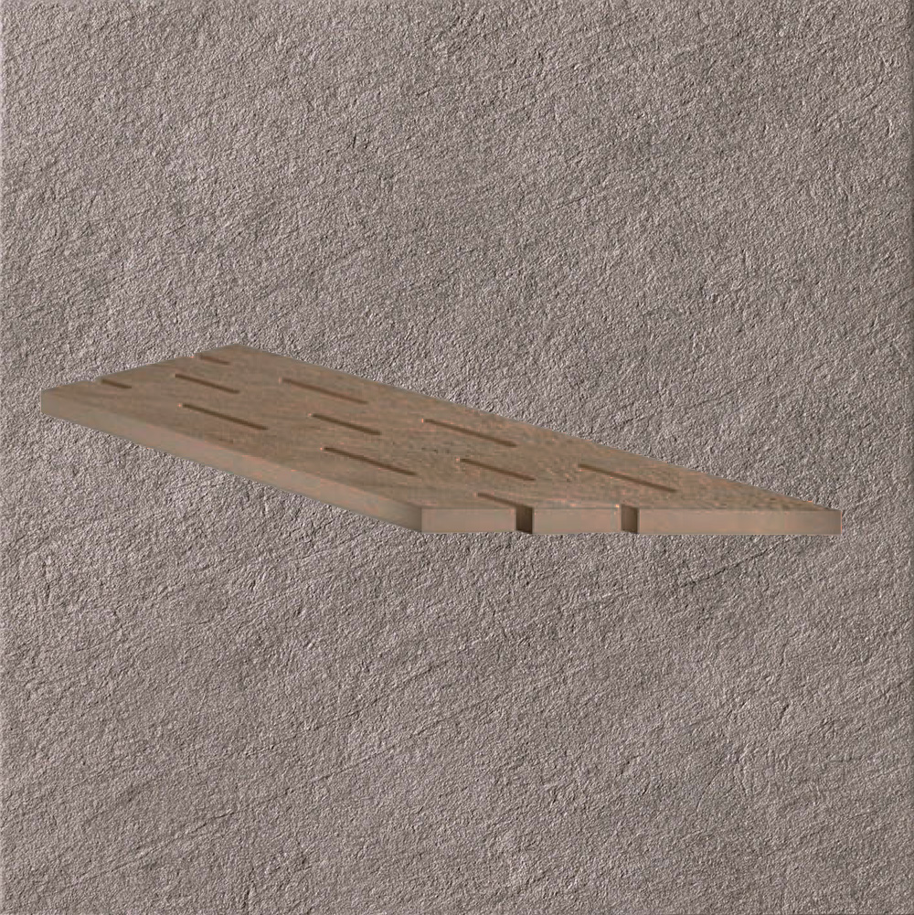 Тротуарная плитка Серо-коричневая Lastra. Спец. Элемент-Решетка Угловая Пс 20x60 Клиф Гриджио \ Cliff Grigio Griglia Angolo Dx 200х600х20мм