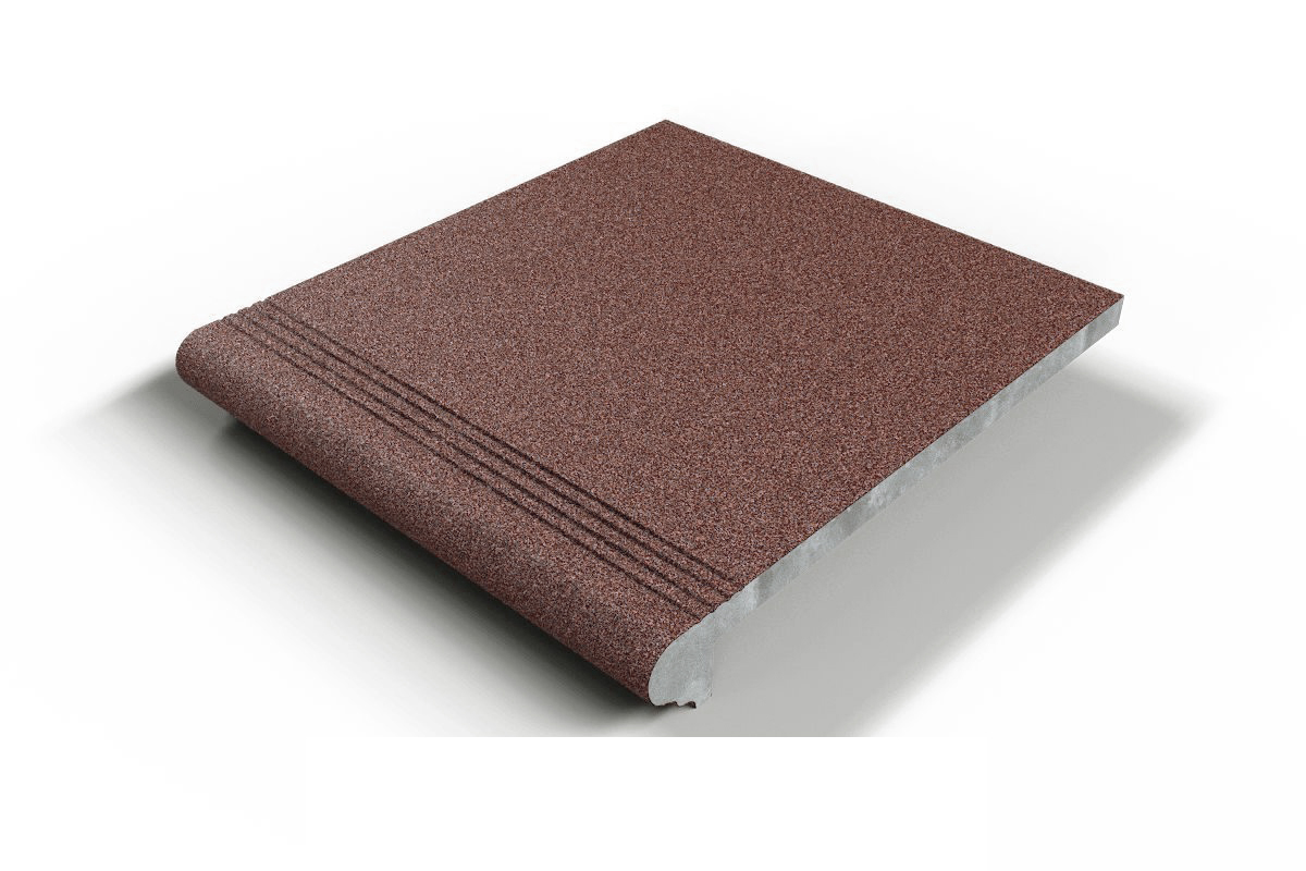 608 Ступень Флорентинер фронтальная противоскользящая с насечками, песочный терракот 330*310*17 мм