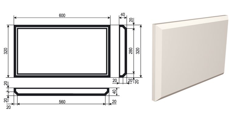 Рустовый камень (Боссажи)  для отделки Фасада углы - лепнина, декор из пенополистирола БВ-2/2 320*40*600 мм