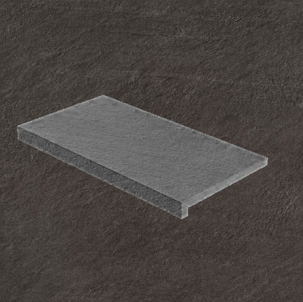 Тротуарная плитка Черная Lastra. Спец. Элемент- Ступень Угловая Пс Лэндстоун Найт \ Landstone Night Scalino Angolare Dx 330х600х20мм