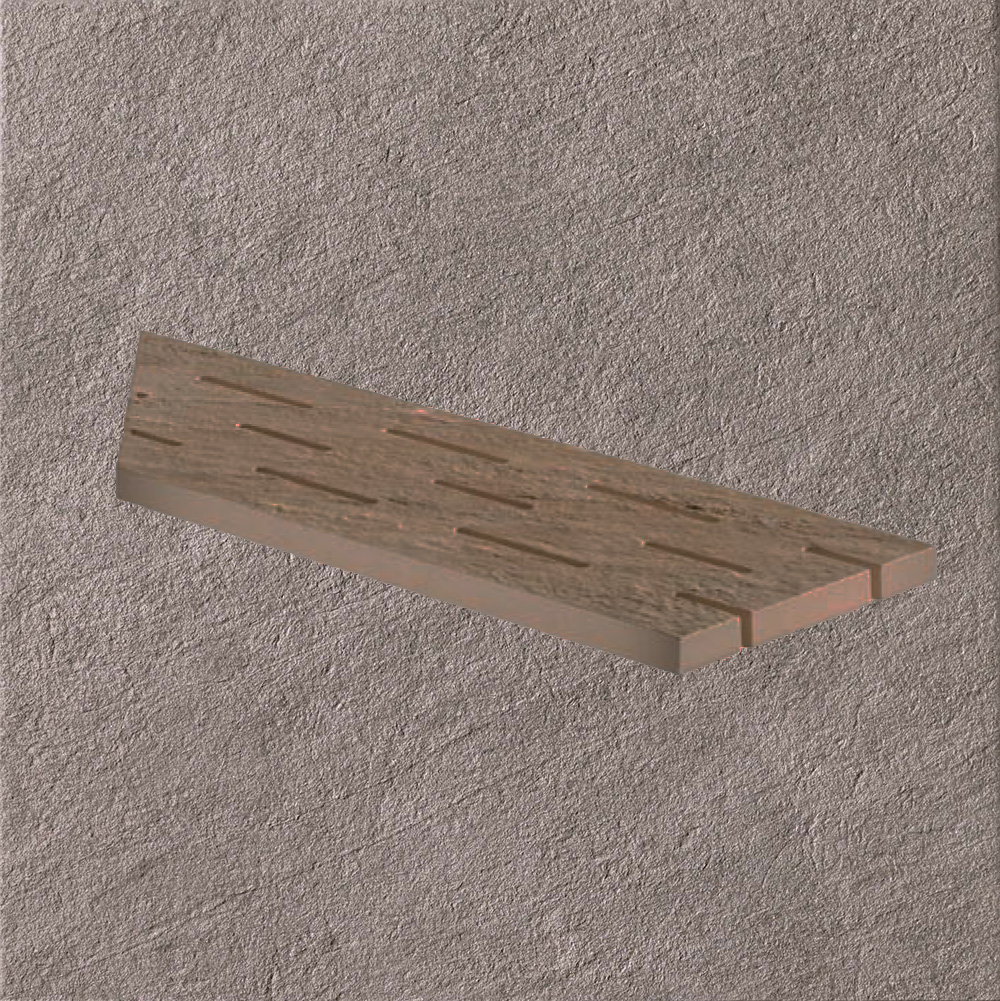 Тротуарная плитка Серо-коричневая Lastra. Спец. Элемент- Решетка Угловая Лс 20x60 Клиф Гриджио \ Cliff Grigio Griglia Angolo Sx 200х600х20мм