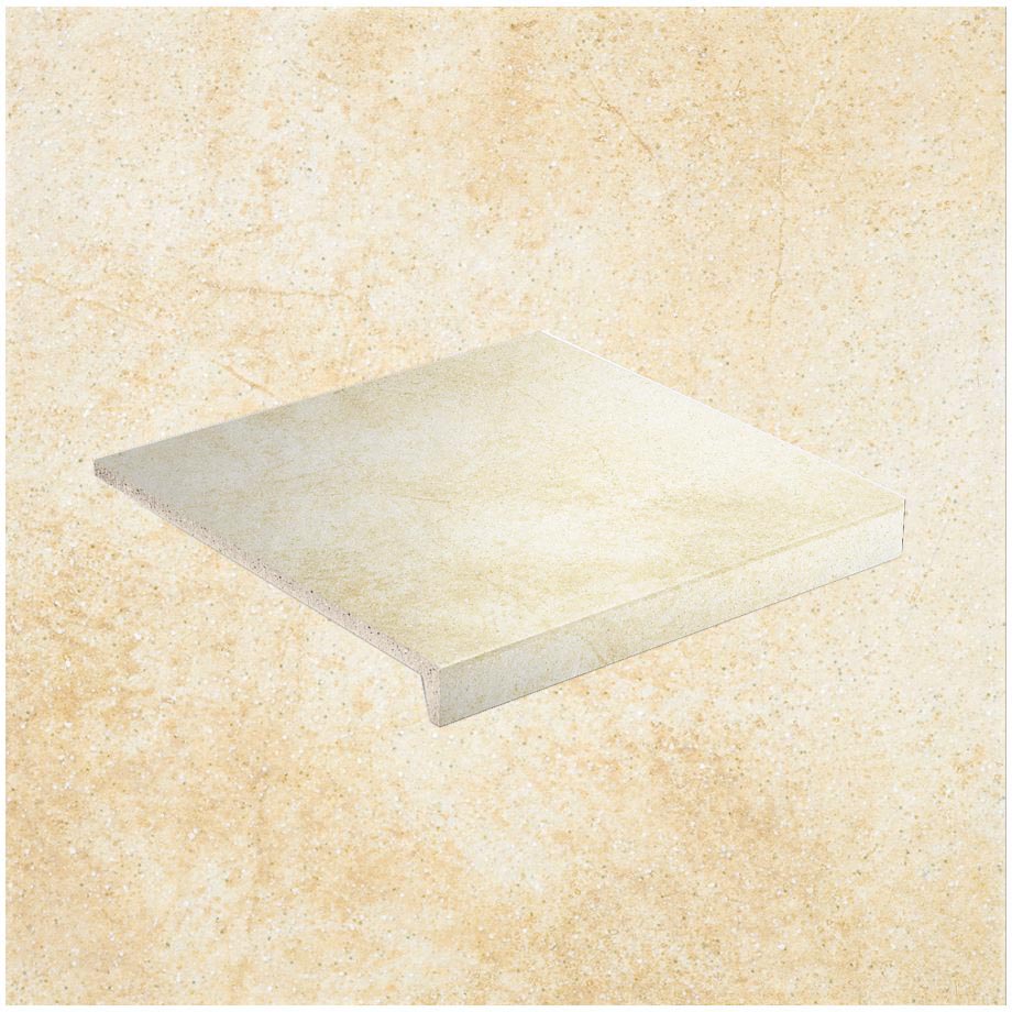 Клинкерная Ступень лофт противоскользящая плитка Stroeher KERAPLATTE ROCCIA X 920 weizenschnee 294*340*35*11 мм