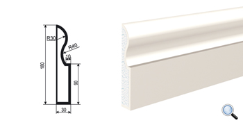 МОЛДИНГ цокольный для Фасада и Интерьера - лепнина, декор из пенополистирола ЦВ-180/1 180*30*2000 мм