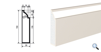 МОЛДИНГ цокольный для Фасада и Интерьера - лепнина, декор из пенополистирола ЦВ-150/1 150*35*2000 мм