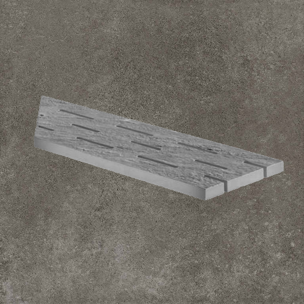 Тротуарная плитка Серая Lastra. Спец. Элемент- Решетка Угловая Лс 20x60 Дрифт Грей \ Drift Grey Griglia Angolo Sx 200х600х20мм