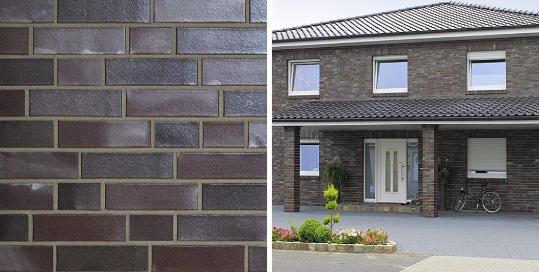 Кирпич облицовочный Клинкерный ABC 7654 Leipzig aubergine Kohlebrand glatt 55NF 240*71*55 мм