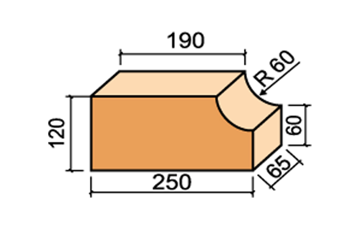 12.201113L Lode Brunis F13 гладкий, 250*120*65 мм, Кирпич фигурный полнотелый