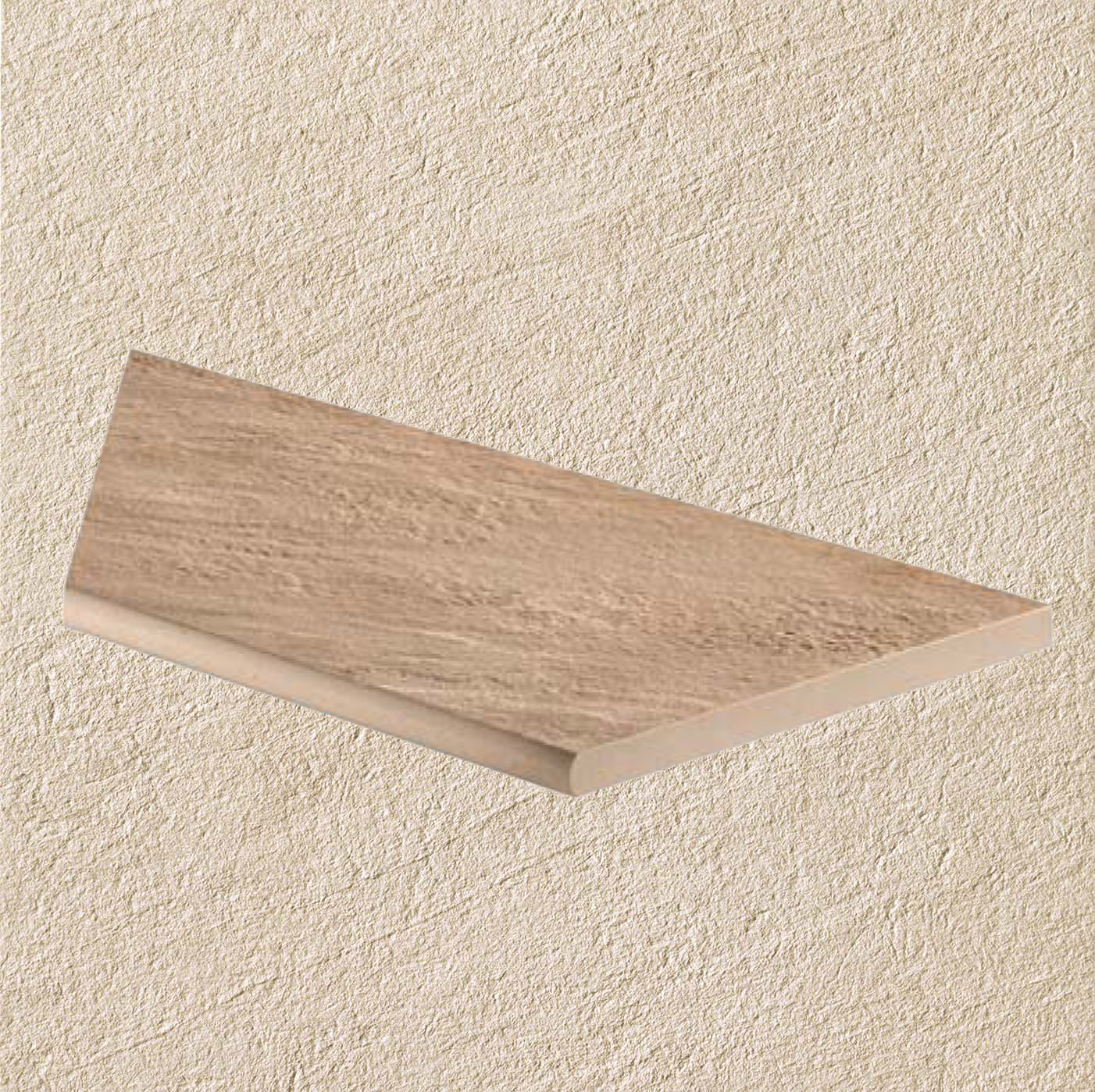 Тротуарная плитка Бежевая Lastra. Спец. Элемент-Бортик Закругленный Угловой Лc Клиф Бьянко \ Cliff Bianco Round Angolo Sx 300х600х20мм