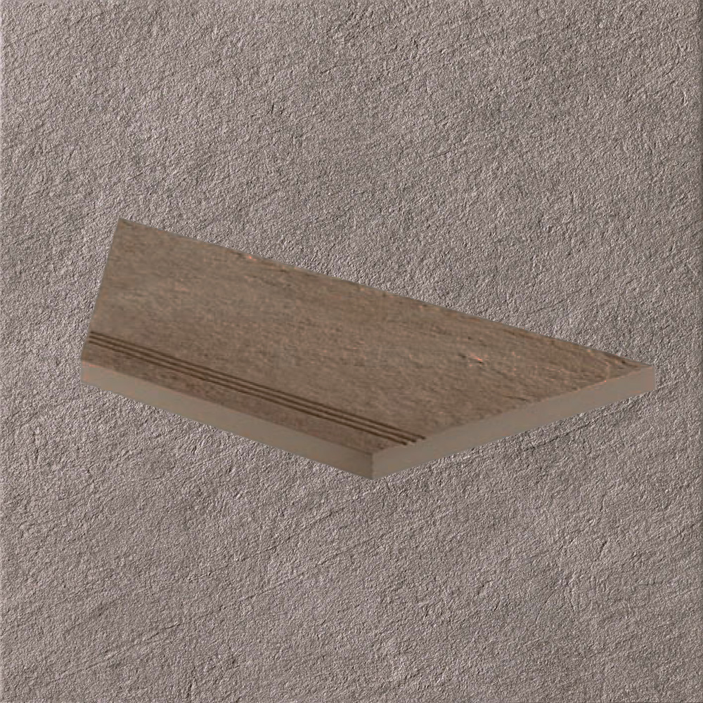 Тротуарная плитка Серо-коричневая Lastra. Спец. Элемент- Ступень Угловая Линеаре Лс 30x60 Клиф Гриджио \ Cliff Grigio Gradino Lineare Angolo Sx 300х600х20мм