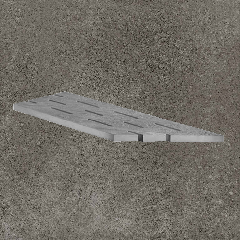 Тротуарная плитка Серая Lastra. Спец. Элемент-Решетка Угловая Пс 20x60 Дрифт Грей \ Drift Grey Griglia Angolo Dx 200х600х20мм