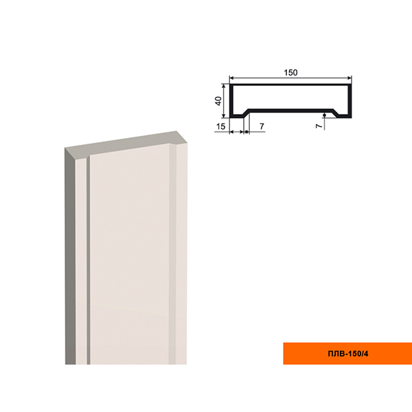 150/4 Пилястра тело для фасада - лепнина, декор из пенополистирола ПЛВ-150/4 2500*40*150 мм
