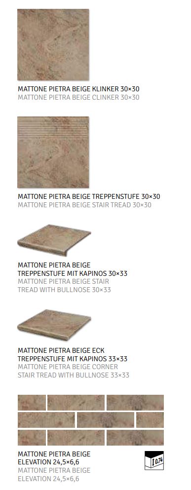 Mattone Pietra Beige ступень угловая флорентинер противоскользящая с капиносом 330x330x11 мм