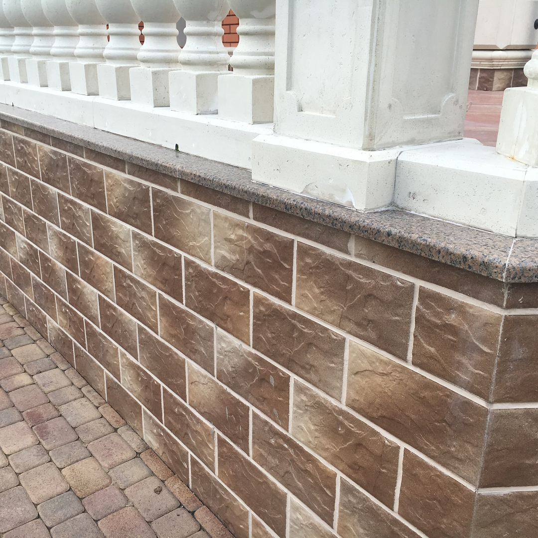 Клинкерная фасадная плитка облицовочная под камень Stroeher (Штроер) Kerabig KS 14 braun-bunt рельефная, 302*148*12 мм