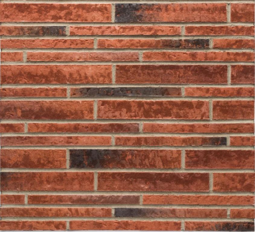 Клинкерная фасадная плитка облицовочная под кирпич Stroeher (Штроер) Zeitlos 353 eisenrost рельефная, 400*71*14 мм
