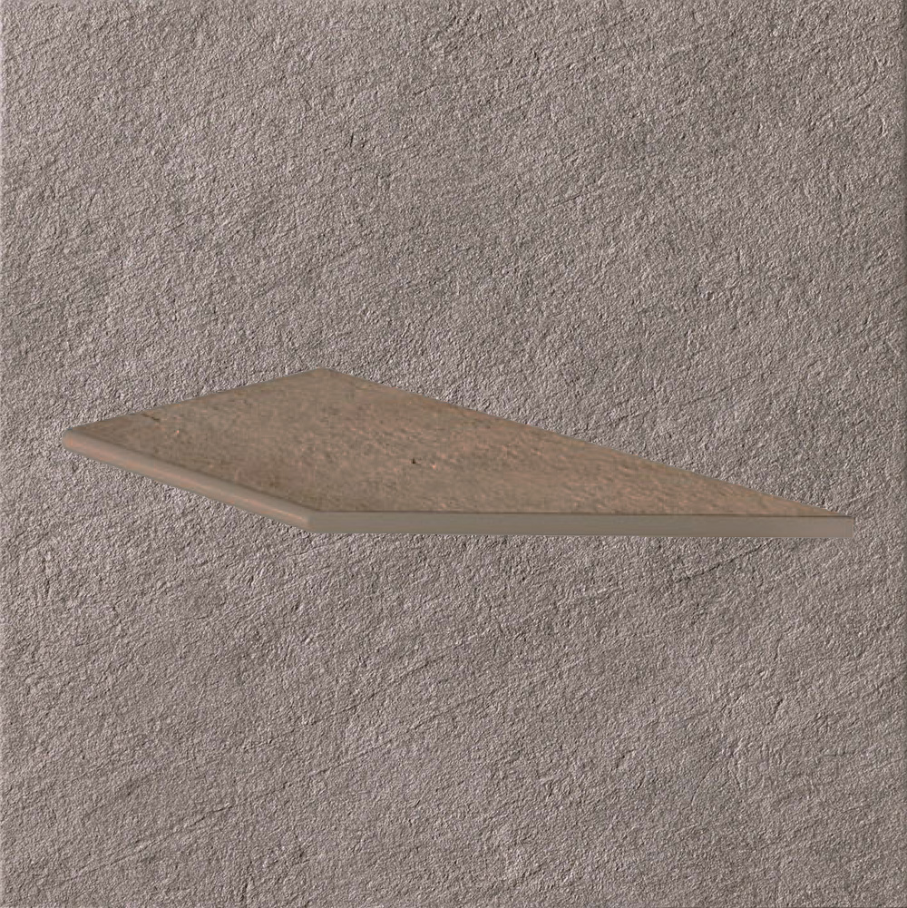 Тротуарная плитка Серо-коричневая Lastra. Спец. Элемент-Бортик Закругленный Угловой Лc Клиф Гриджио \ Cliff Grigio Round Angolo Sx 300х600х20мм