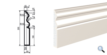 МОЛДИНГ цокольный для Фасада и Интерьера - лепнина, декор из пенополистирола ЦВ-200/1 200*30*2000 мм