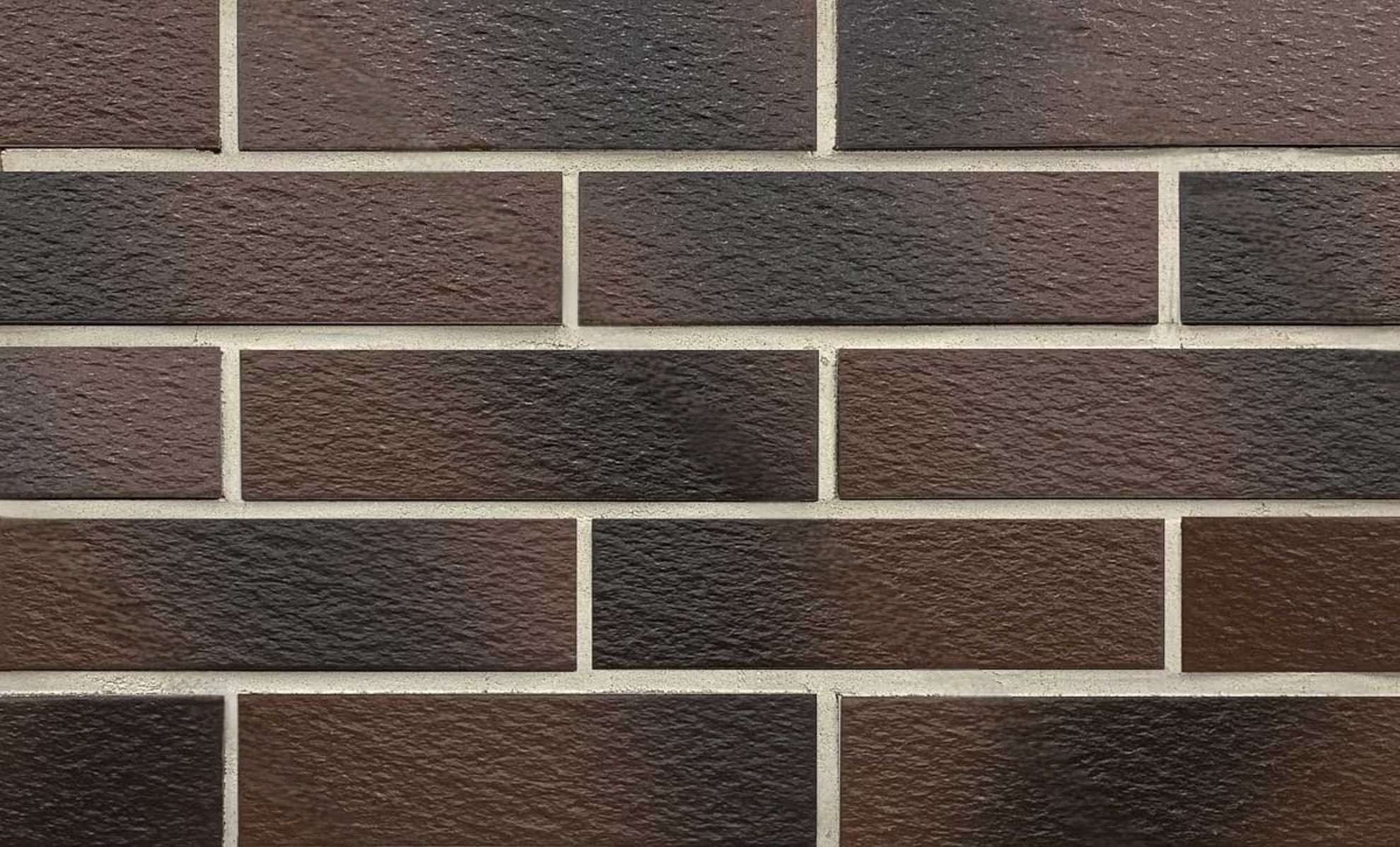 Амстердам Шейд рельефная, коричнево-черная клинкерная фасадная плитка под кирпич 245*65*7 мм, керамин