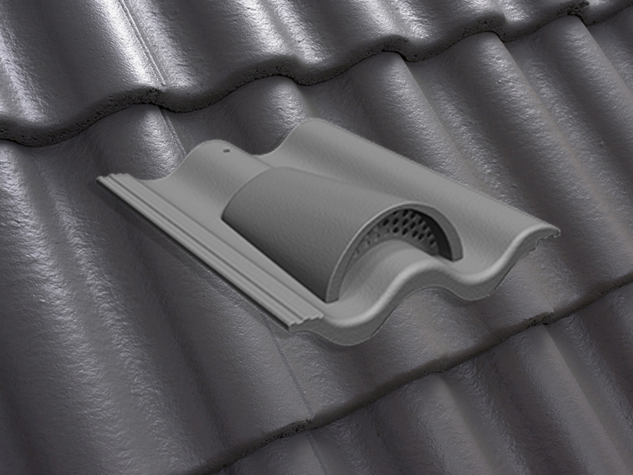 Вентиляционная черепица натуральная цементно-песчаная Classic графит 48, Kriastak Baltic tile