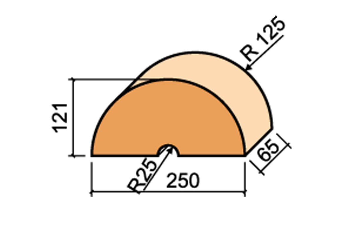 12.201130L Lode BRUNIS F30 гладкий, 250*121*65 мм, Кирпич фигурный полнотелый коричневый, радиальный)