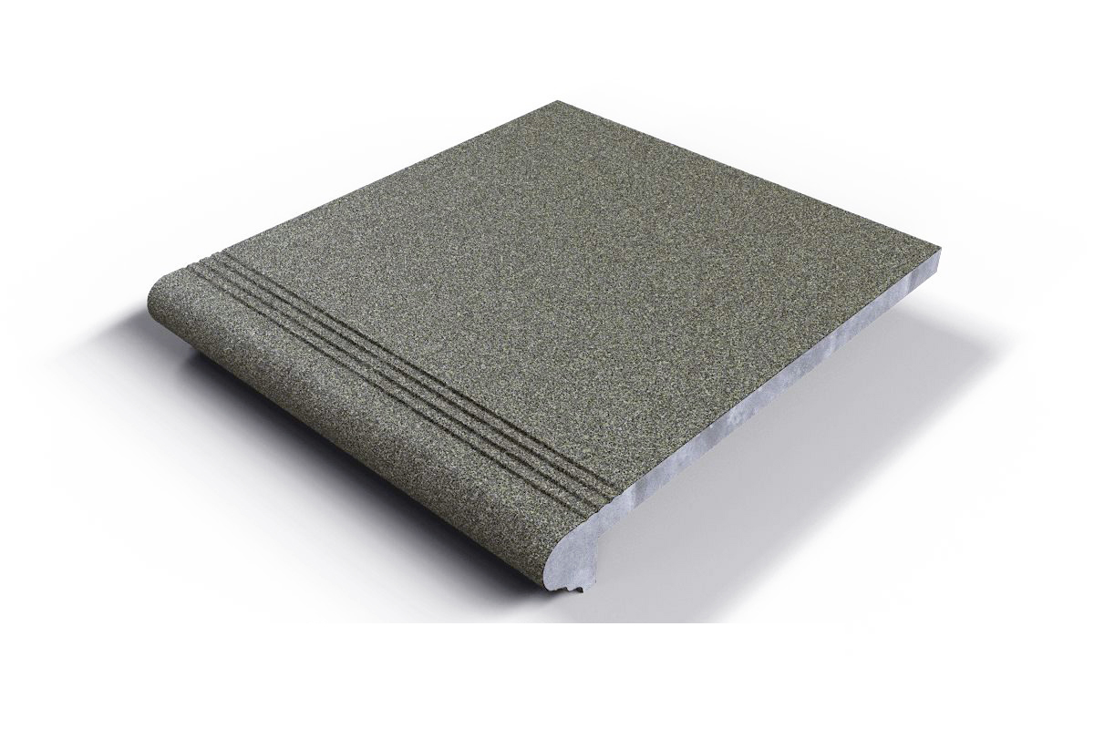 502 Ступень Флорентинер фронтальная противоскользящая с насечками, серая 330*310*17 мм