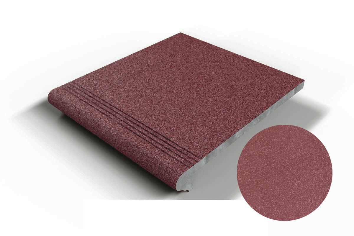 108 Ступень Флорентинер фронтальная противоскользящая с насечками, красный терракот 330*310*17 мм