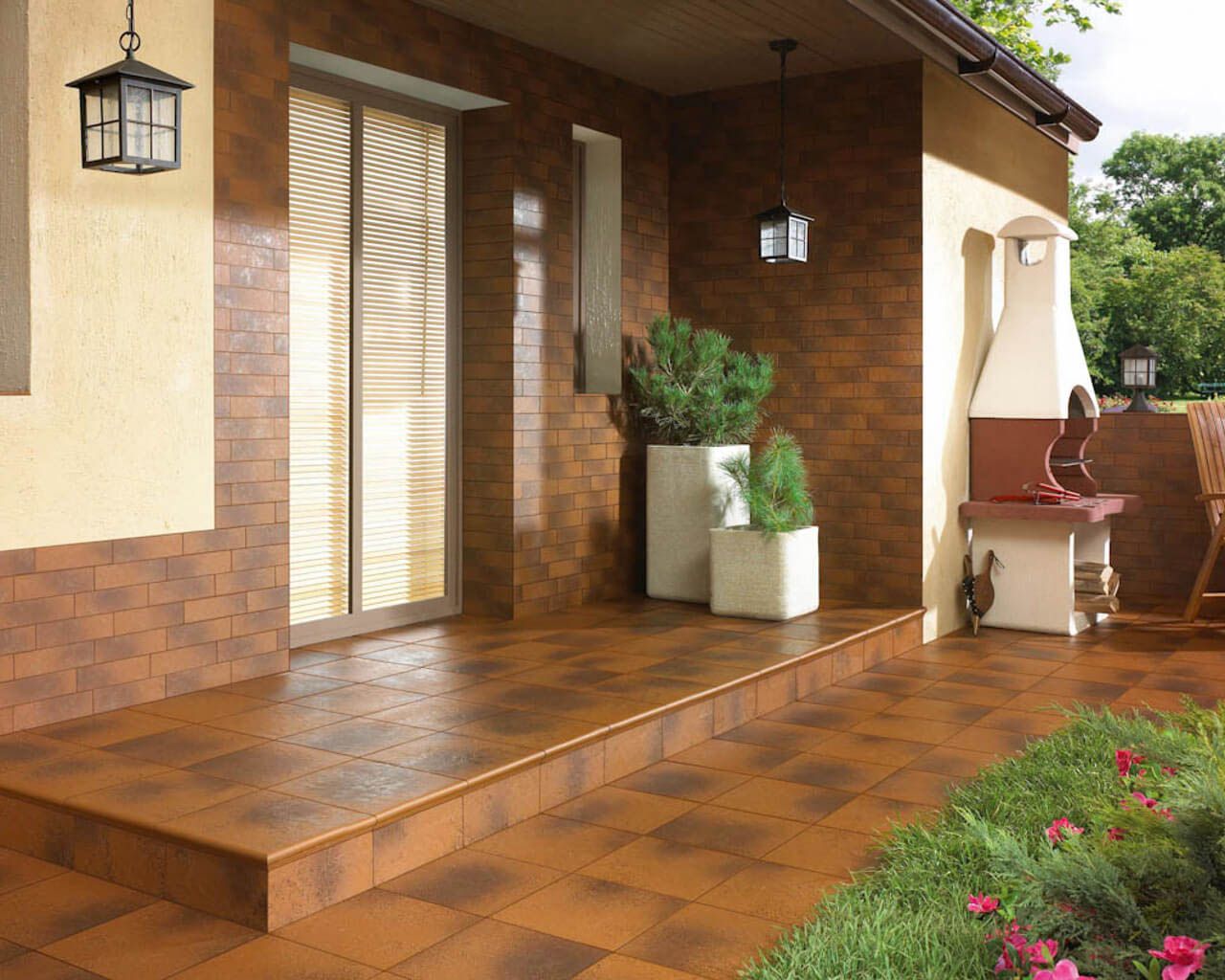 Semir Beige ступень флорентинер противоскользящая с капиносом, медный терракот 330x300x11 мм