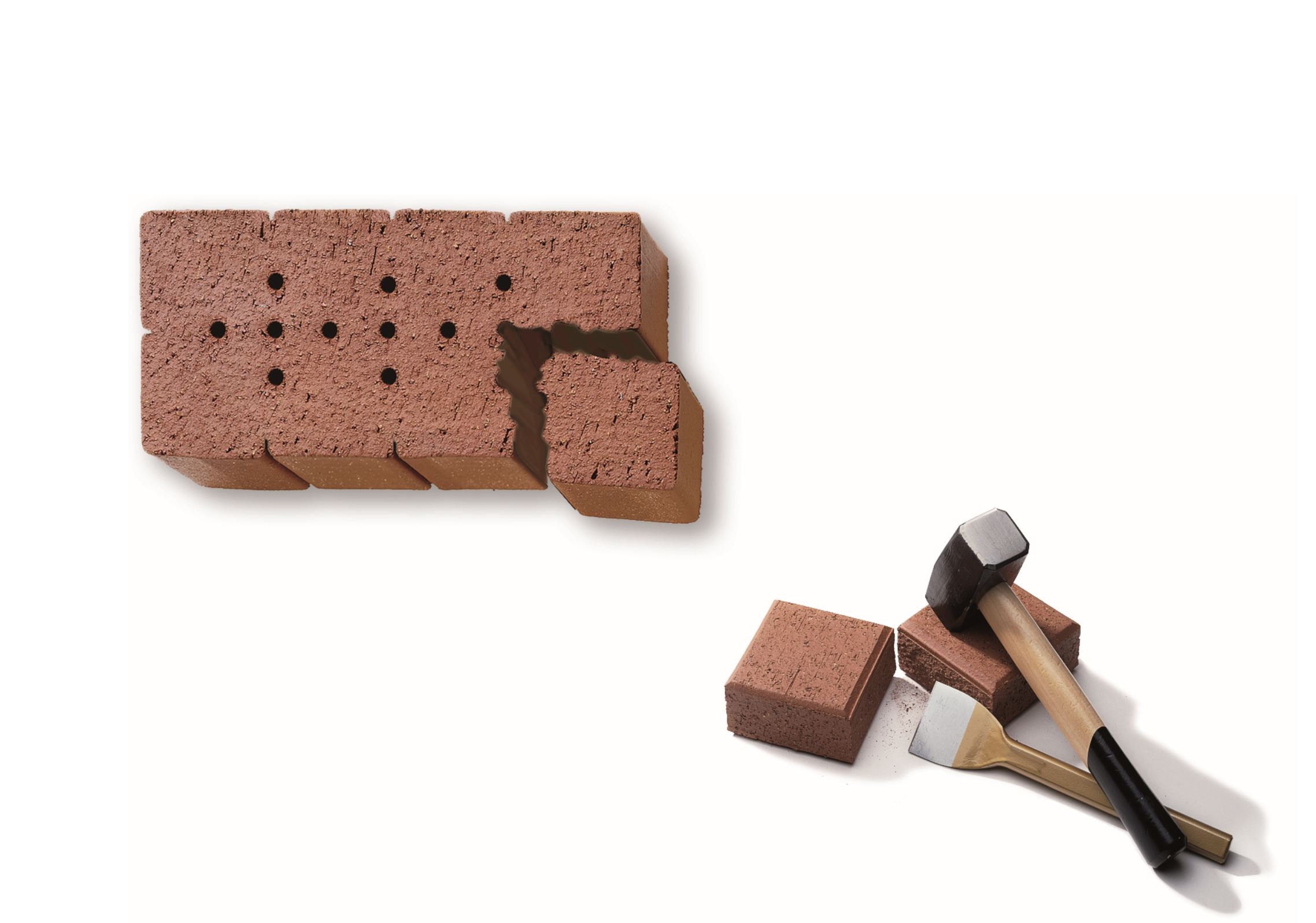 Тротуарная плитка / брусчатка Клинкерная ABC Rot-nuanciert (Рот-нуанкиерт), делится на 8 частей 180*118/60*60*52 мм