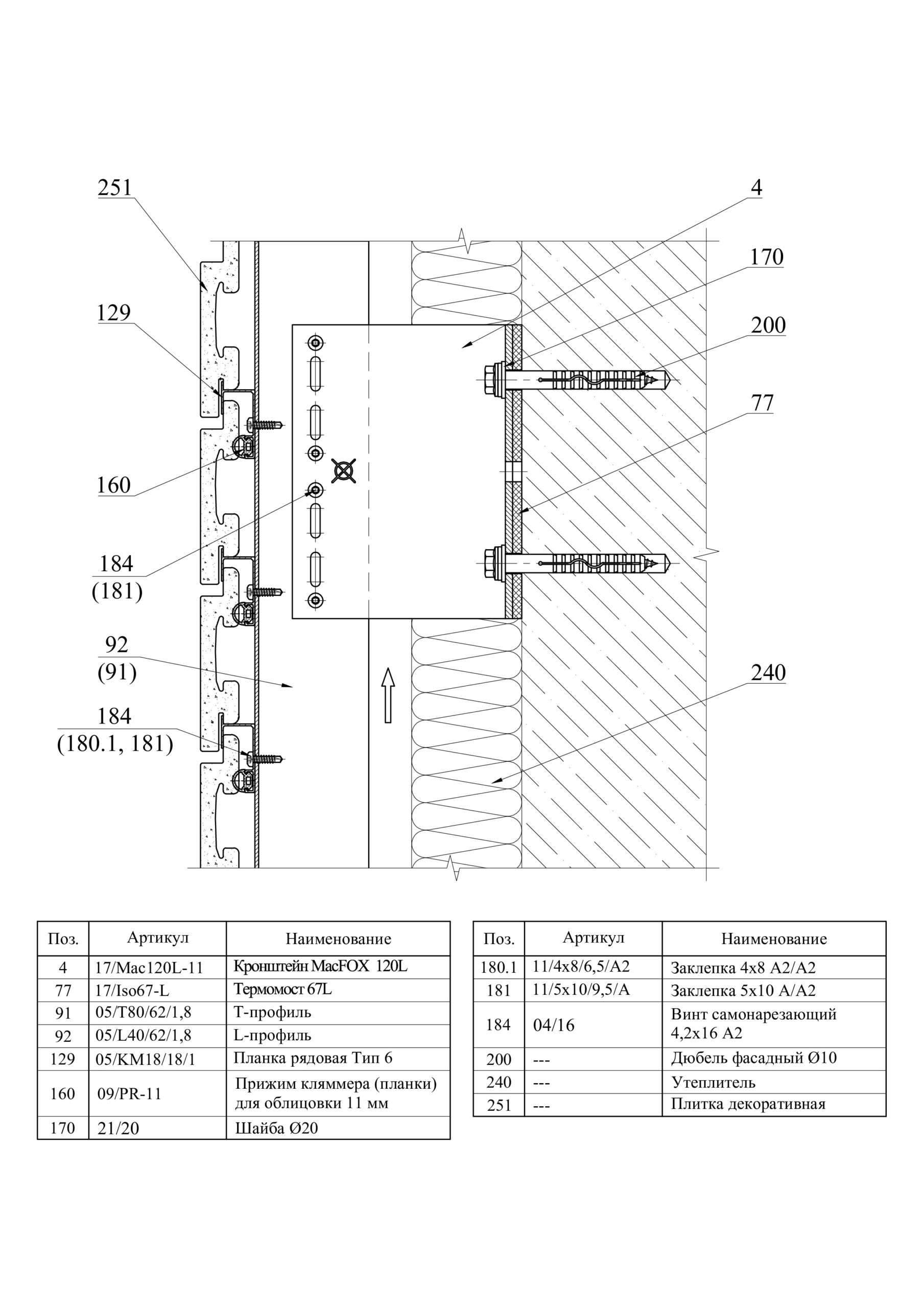 Система НВФ для клинкерной пазогребневой плитки · MTC-v-350