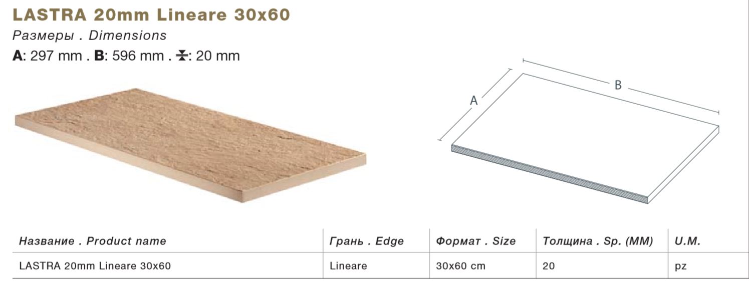 Тротуарная плитка Черная Lastra. Спец. Элемент-Бортик Лэндстоун Найт \ Landstone Night Lineare 300х600х20мм