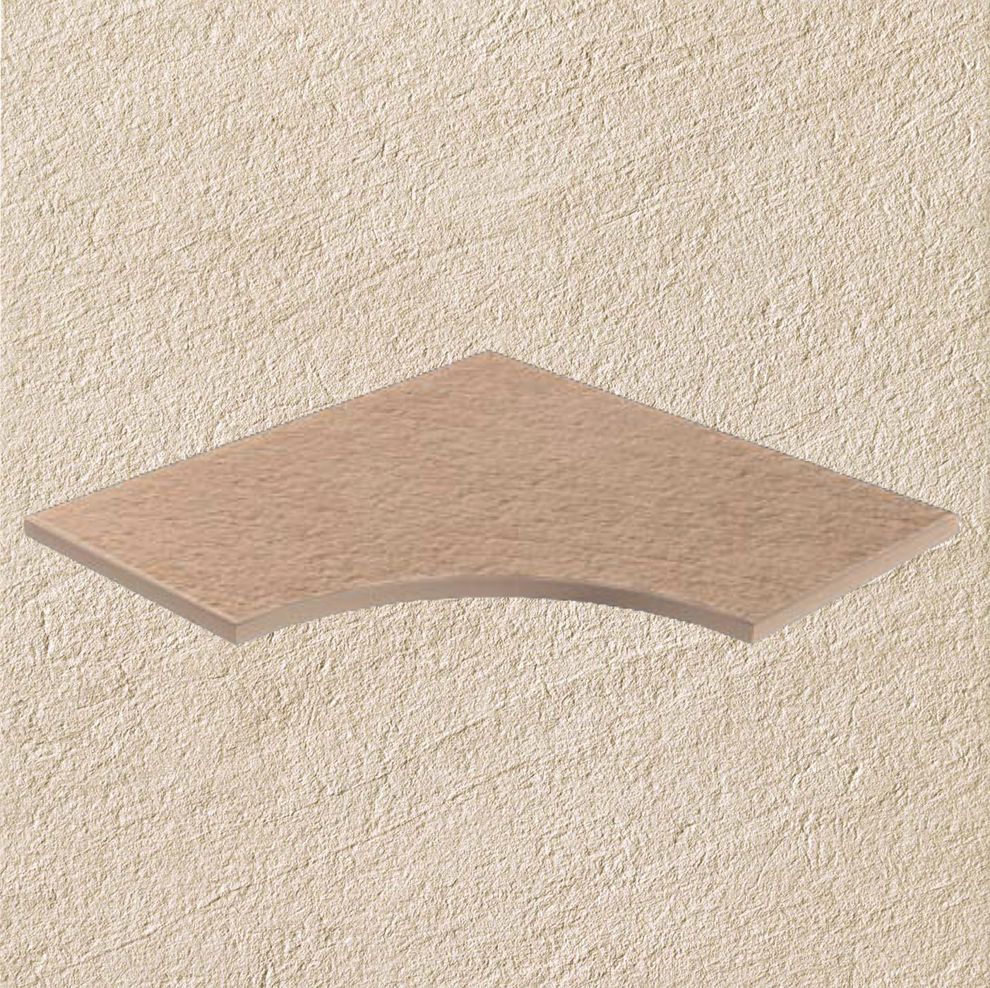 Тротуарная плитка Бежевая Lastra. Спец. Элемент- Бортик Изогнутый Закругленный 30 Клиф Бьянко \ Cliff Bianco Bordo Curvilineo Round 30 300х600х20мм