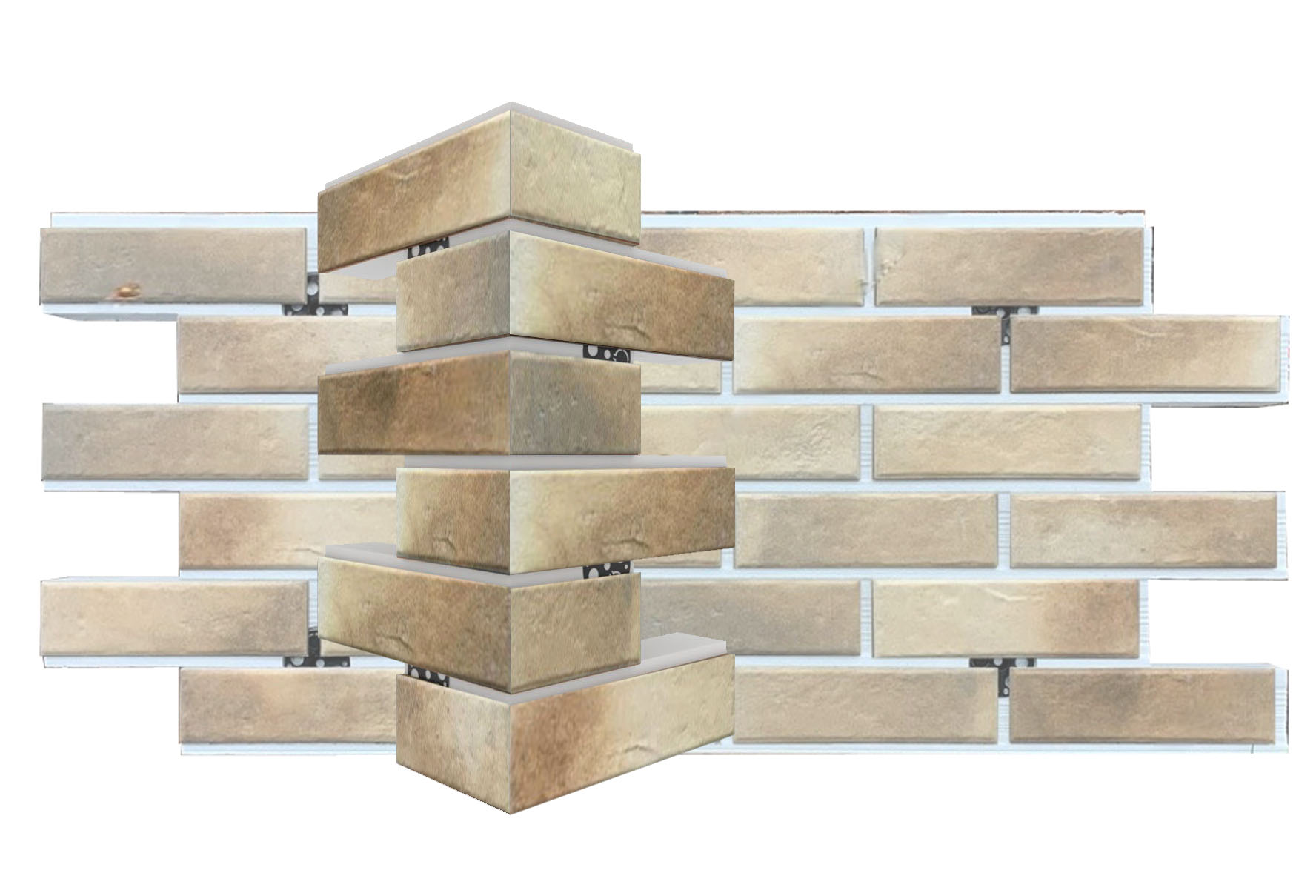 Retro Brick Masala угловая фасадная термопанель из пенополистирола ППС 40 мм, 0,17 м2 с клинкерной плиткой