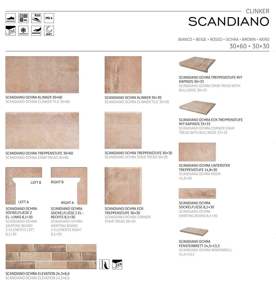 Scandiano Ochra ступень угловая флорентинер противоскользящая с капиносом 330x330x11 мм