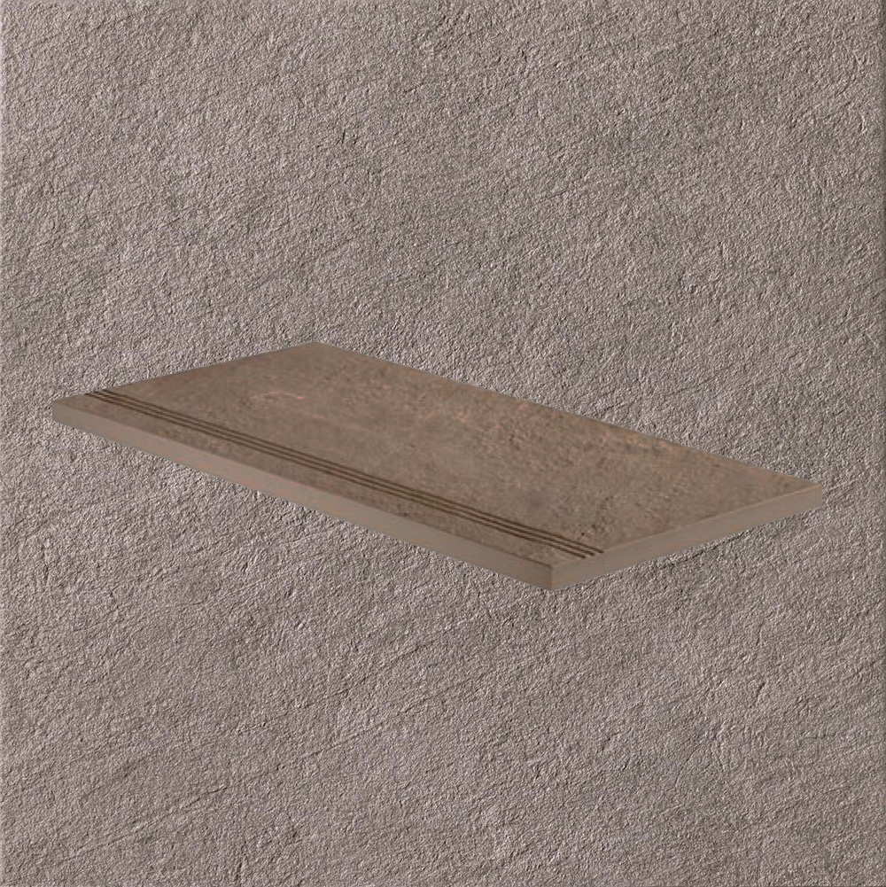 Тротуарная плитка Серо-коричневая Lastra. Спец. Элемент-Ступень Линеаре 30х60 Клиф Гриджио \ Cliff Grigio Gradino Lineare 300х600х20мм