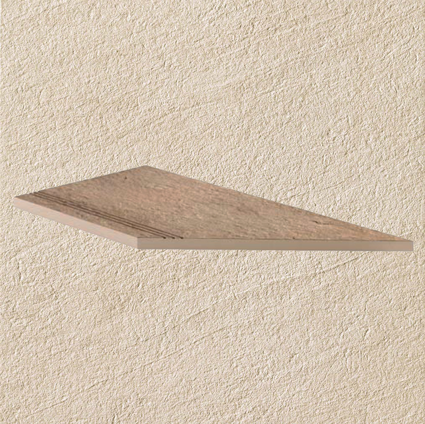 Тротуарная плитка Бежевая Lastra. Спец. Элемент-Ступень Угловая Линеаре Пс 30x60 Клиф Бьянко \ Cliff Bianco Gradino Lineare Angolo Dx 300х600х20мм