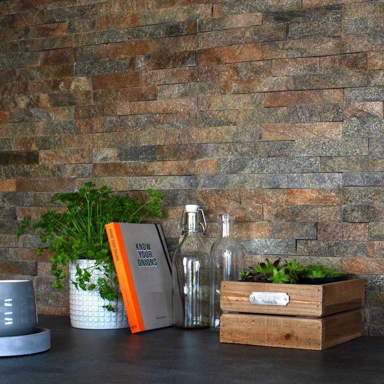 Кварцит Цветной 1308X 600*150*10-20 мм, натуральный камень для интерьера и фасада BD