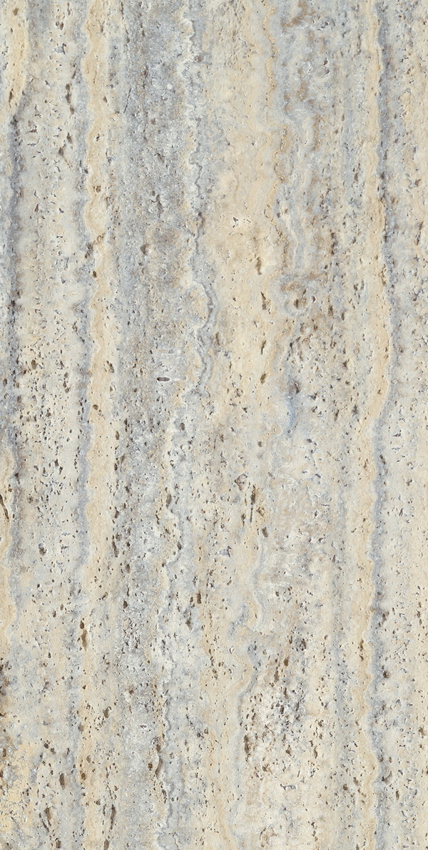 Greece Travertine Kamu Grey (серый травертин с природной текстурой камня) — гибкий камень 1200×600 мм