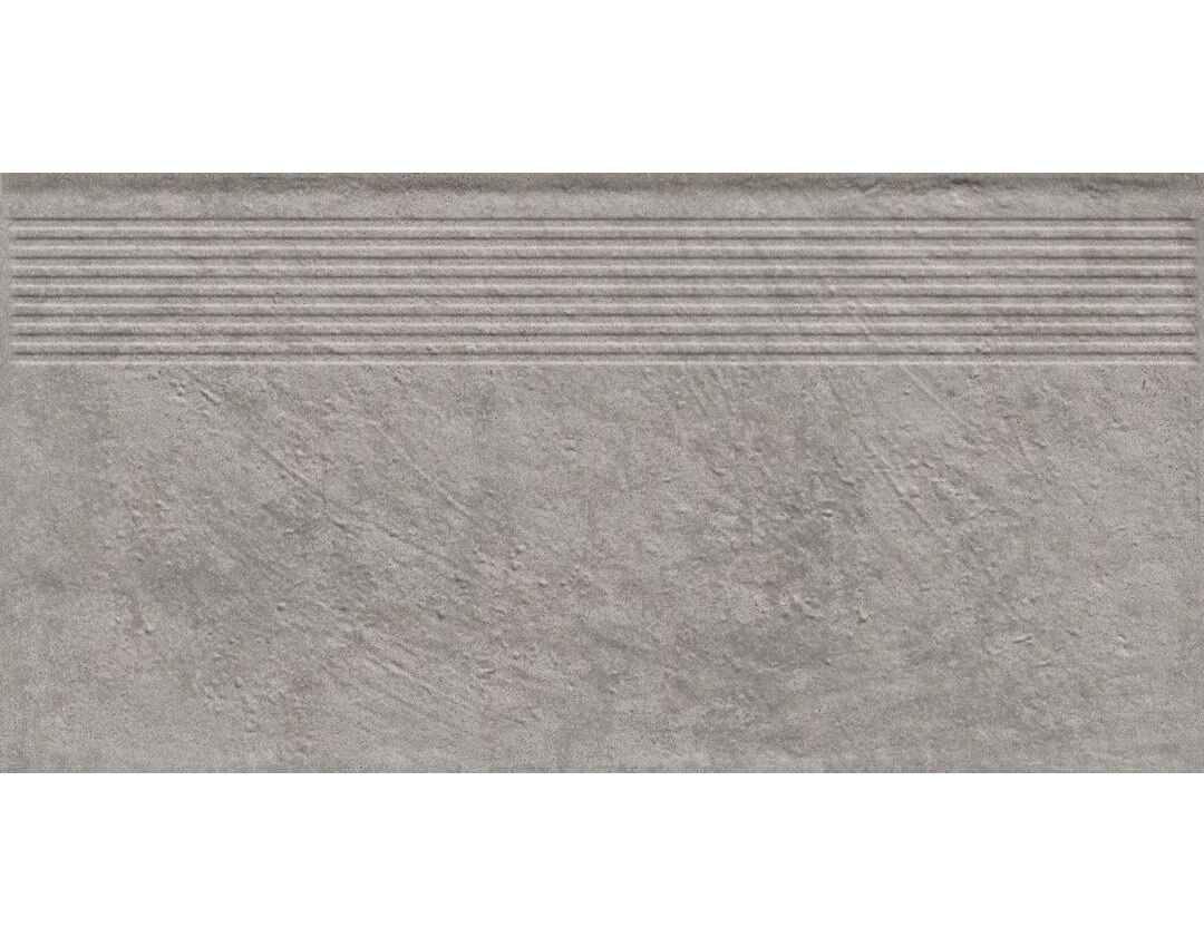 Клинкерная ступень с насечками Carrizo Grey 600*300*8,5 мм – для улицы, террасы, крыльца, лестницы, морозостойкая