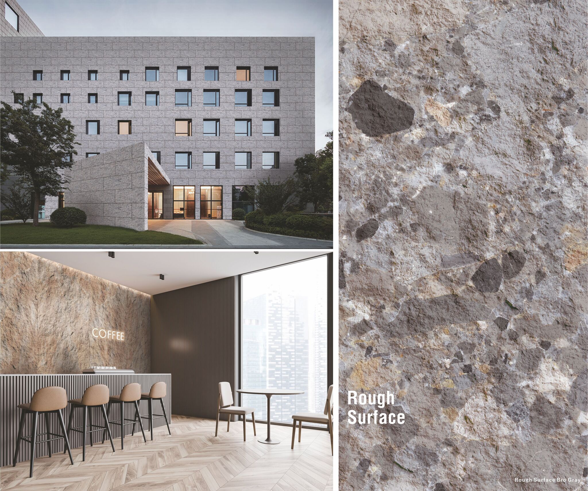 Rough Surface Bro Grey ( серый камень с мягким зернистым рельефом)— гибкий камень 1200×600 мм