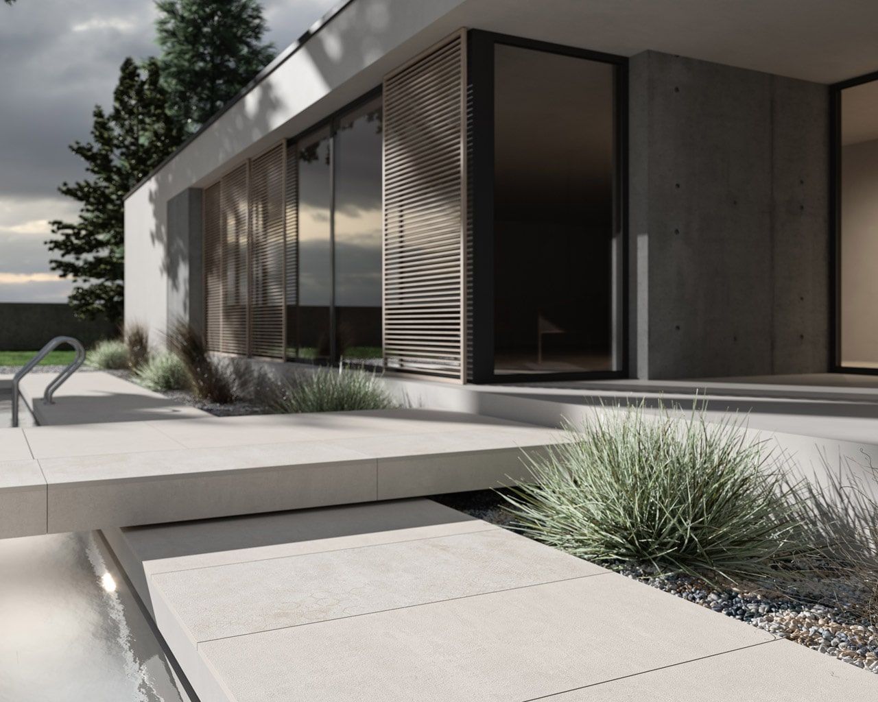 Pure Art Basalt Gres 20 мм тротуарная плитка уличная, противоскользящая, керамогранитная 595*595*20 мм Paradyz