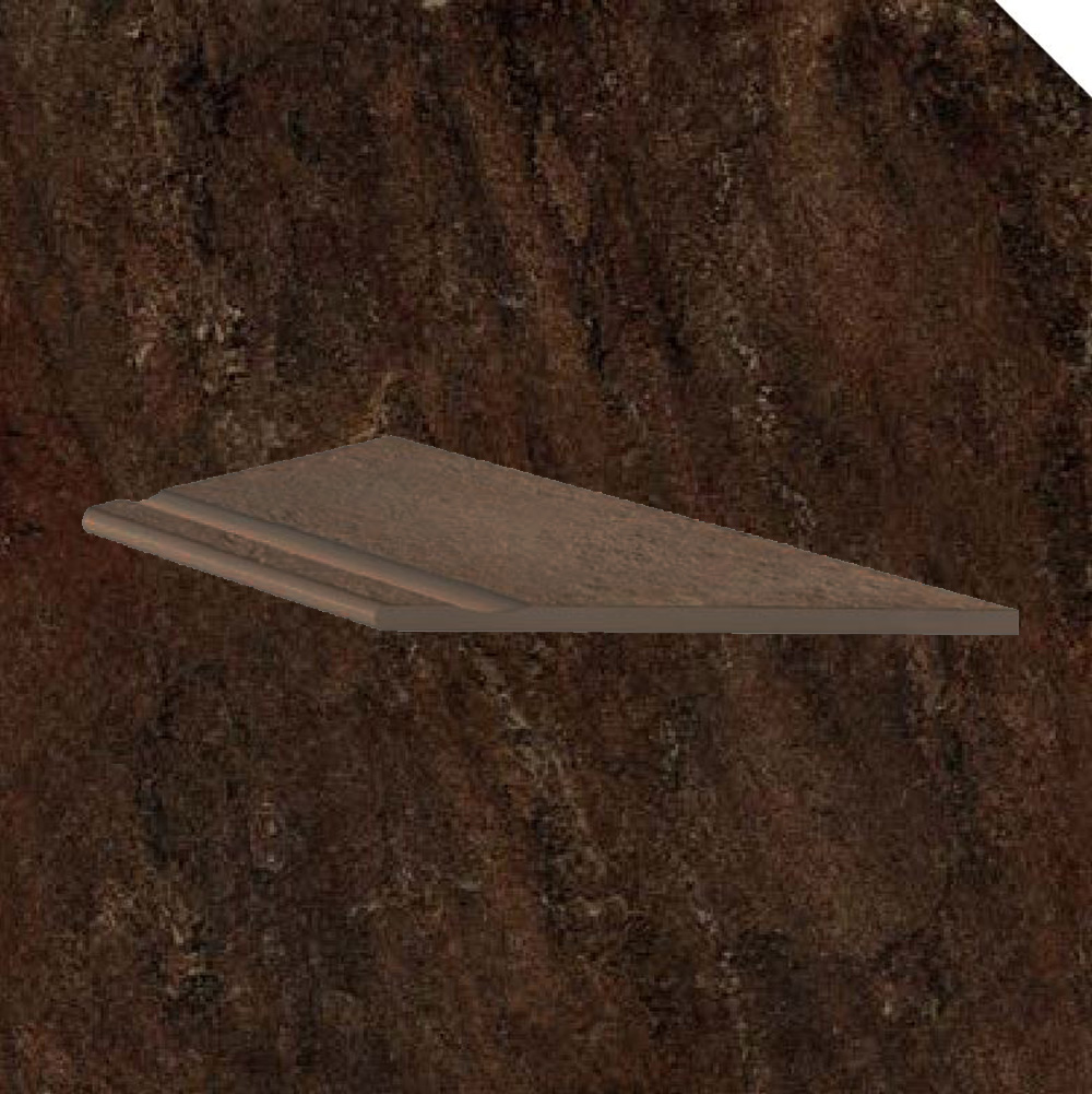 Тротуарная плитка Коричневая Lastra. Спец. Элемент- Бортик Угловой Бассейн Пс 30x60 Лэндстоун Браун \ Landstone Brown Piscina Angolo Dx 300х600х20мм