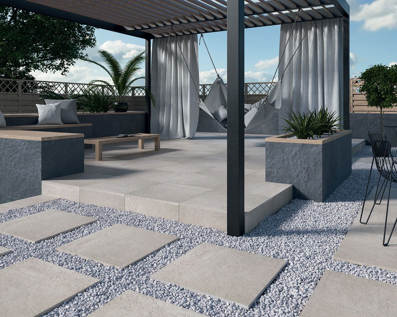 Optimal Grys 20 мм тротуарная плитка уличная, противоскользящая, керамогранитная 595*595*20 мм Paradyz