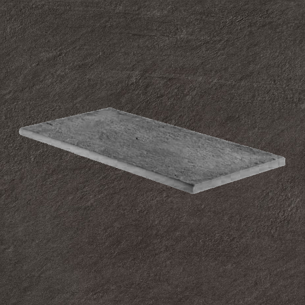 Тротуарная плитка Черная Lastra. Спец. Элемент- Бортик Закругленный Лэндстоун Найт \ Landstone Night Round 300х600х20мм