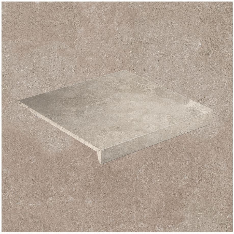 Клинкерная Ступень лофт противоскользящая плитка Stroeher KERAPLATTE ZOE 972 taupe 294*340*35*11 мм