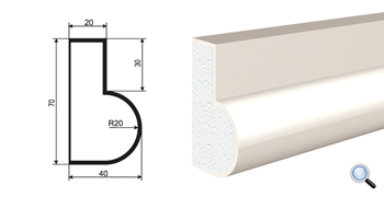 МОЛДИНГ цокольный для Фасада и Интерьера - лепнина, декор из пенополистирола ЦВ-70/1 70*40*2000 мм
