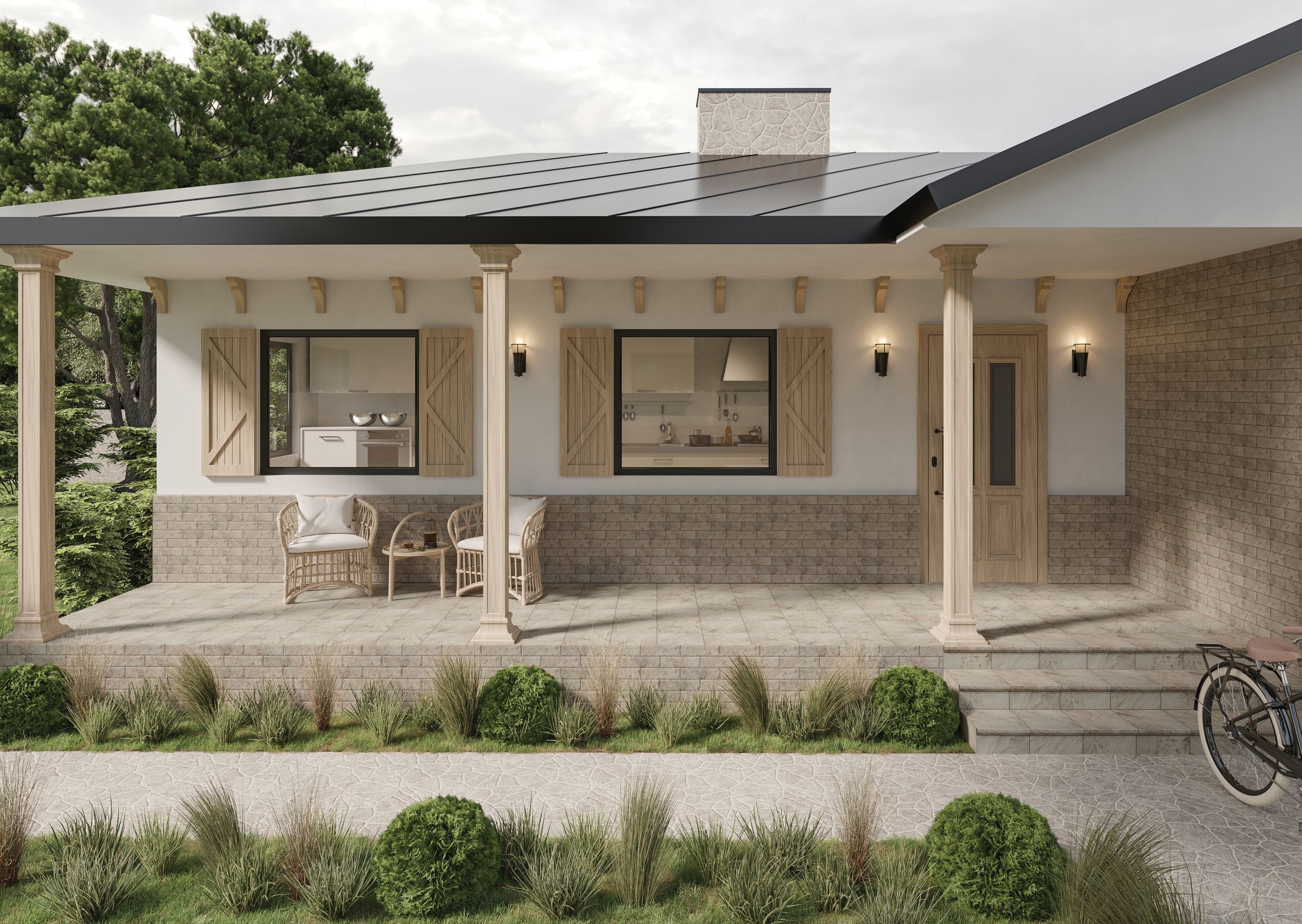 Клинкерная ступень флорентинер Mattone Pietra Beige противоскользящая с капиносом, бежевый 330x300x11 мм