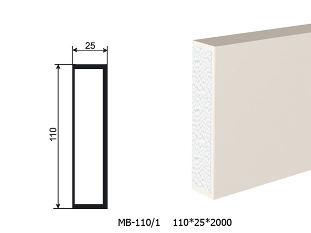 Молдинг для фасада - лепнина, декор из пенополистирола МВ-110/1 (МС-144) 110*25*2000 мм