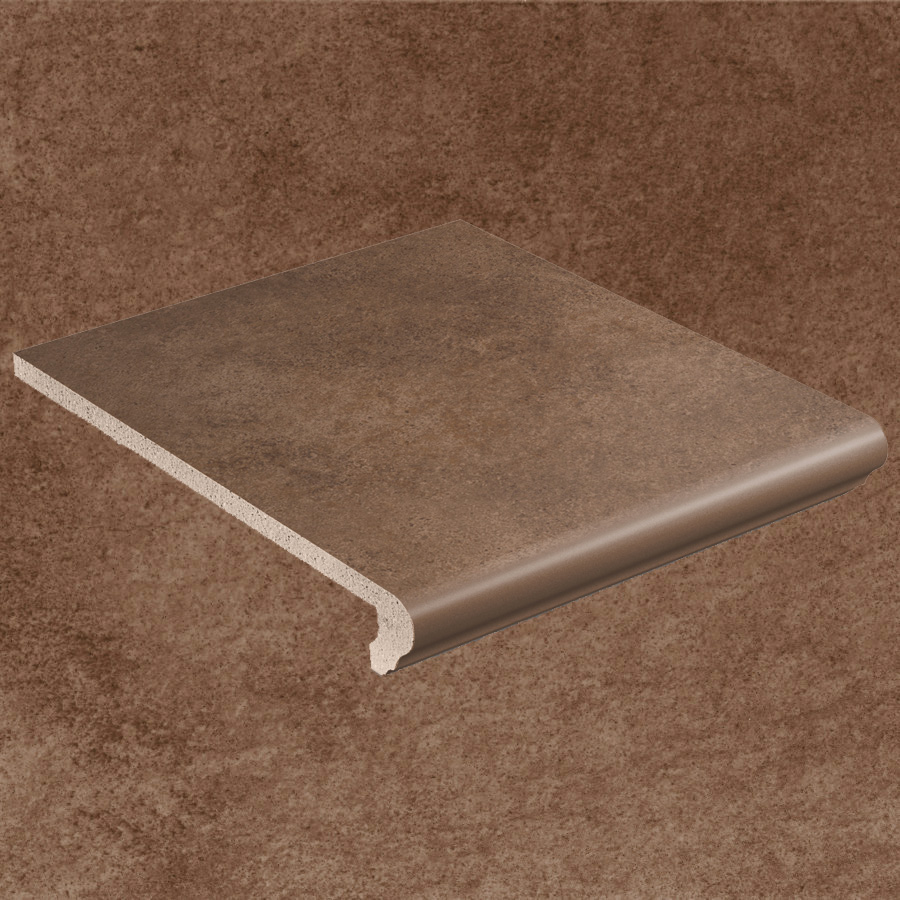 Клинкерная ступень флорентинер противоскользящая плитка Stroeher KERAPLATTE AERA T 712 marone 340*294*12 мм