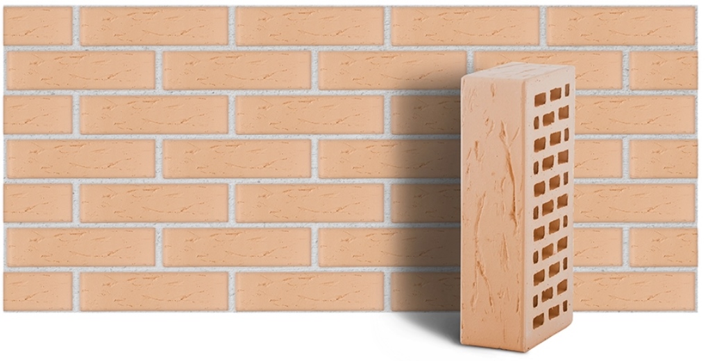 Кирпич лицевой керамический ЛСР пустотелый слоновая кость рустик М175 250*120*65 мм