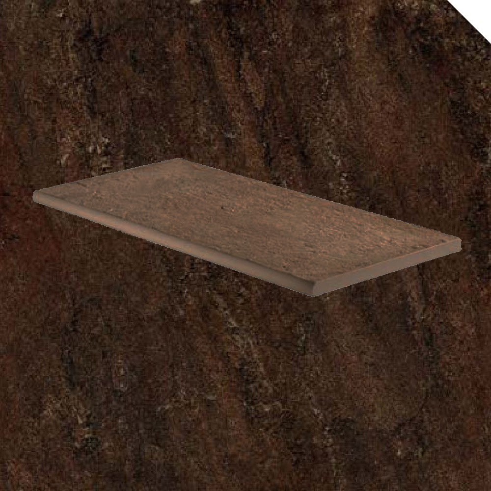 Тротуарная плитка Коричневая Lastra. Спец. Элемент- Бортик Закругленный Лэндстоун Браун \ Landstone Brown Round 300х600х20мм